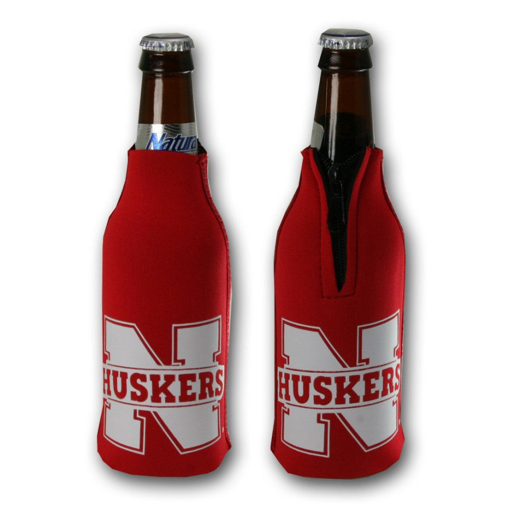 Nebraska Cornhuskers Bottle Coozie - Red Zip Neck