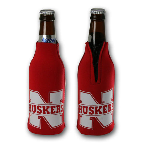 Nebraska Cornhuskers Bottle Coozie - Red Zip Neck